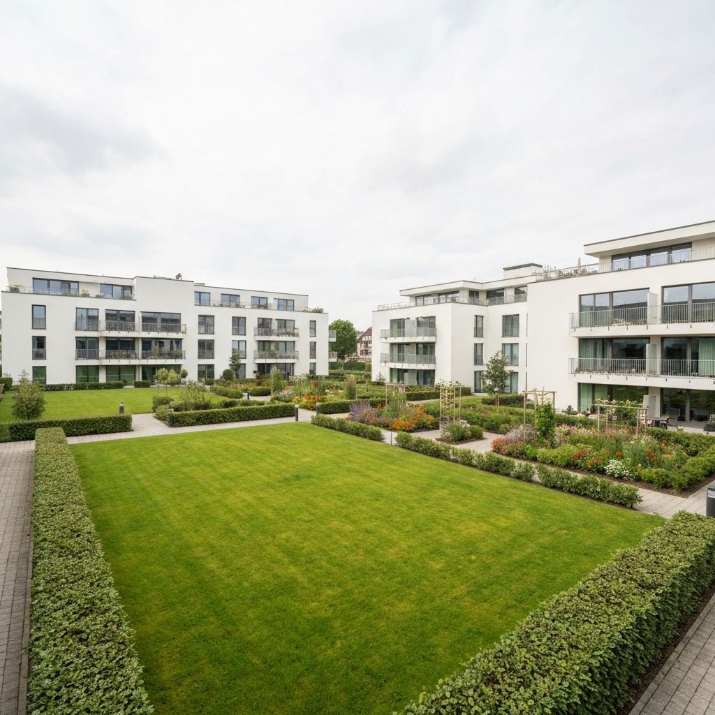 Gepflegtes Gebäude mit Grünfläche